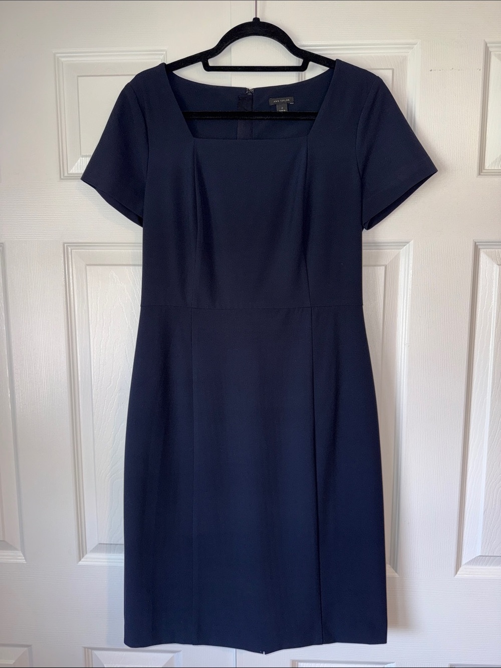 Ann Taylor Navy Square-Neck Suit Short Sleeve Dress